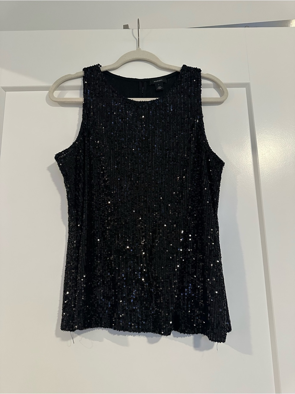 Halogen Black Sequin Sleeveless Tank